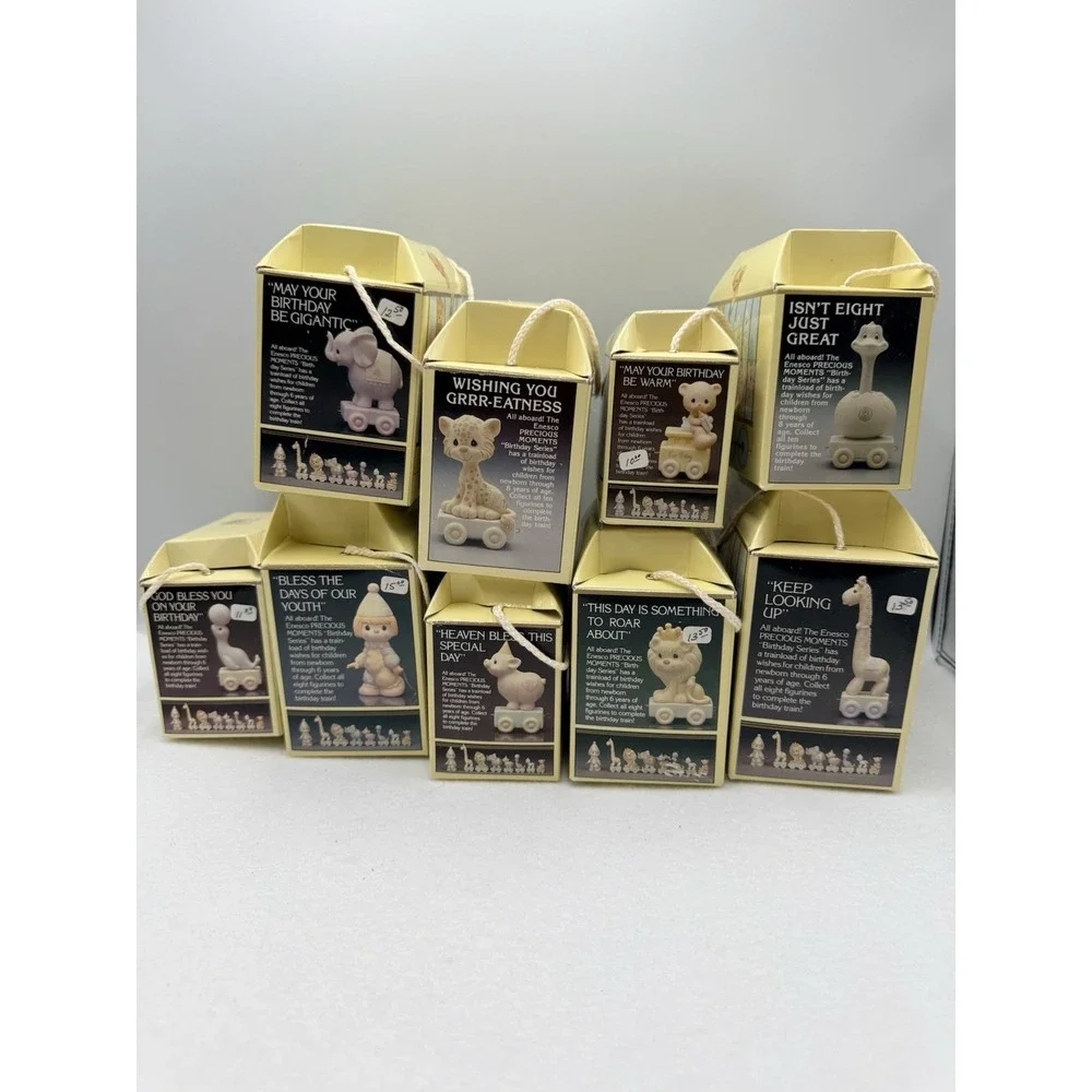 Enesco Precious Moments Birthday Train Newborn - 8‎ Yrs old & Clown VTG 1985
